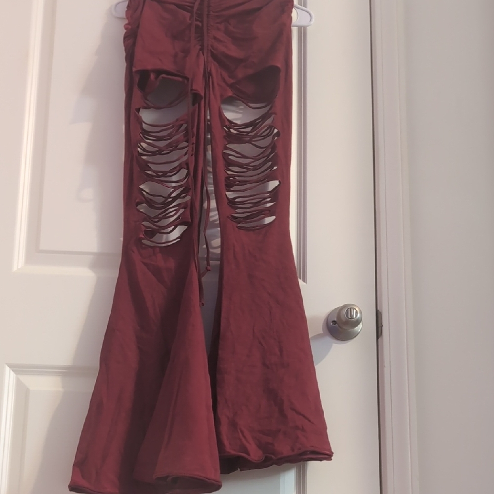 Modulation Oxblood V-Cut Cut-Out Bell Bottoms